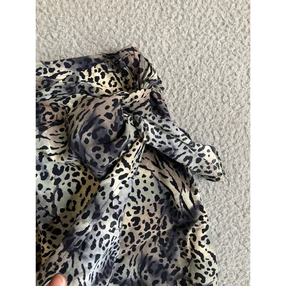 Vintage Ilyse Hart Midi Wrap Skirt 8 Medium Animal Print Flowy Boho Beach Y2K - Picture 4 of 16
